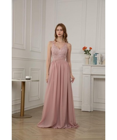 V Neck Chiffon Bridesmaid Dresses for Women Lace Appliques Prom Dresses Formal Party Gown Burgundy $34.40 Dresses