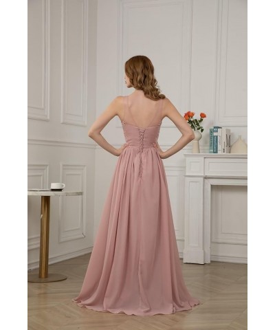 V Neck Chiffon Bridesmaid Dresses for Women Lace Appliques Prom Dresses Formal Party Gown Burgundy $34.40 Dresses