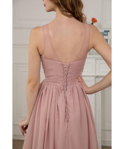 V Neck Chiffon Bridesmaid Dresses for Women Lace Appliques Prom Dresses Formal Party Gown Burgundy $34.40 Dresses