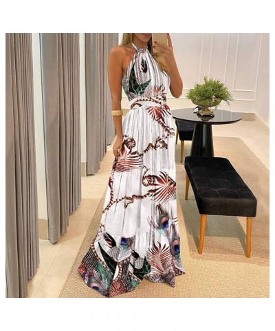 Women's Summer Dress Print Halter Backless Maxi Dress Sexy Sleeveless Beach Dress Bohemian Dress Dresses Multicolor $9.02 Dre...