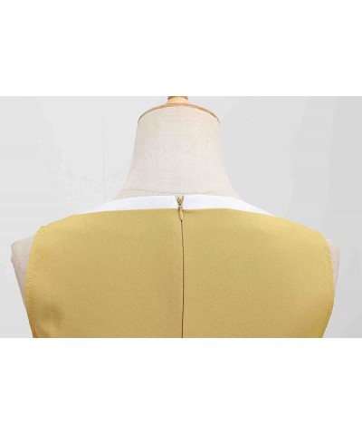 Women's Faux Wrap V Neck Button 1940s Vintage Dress Polyester Yellow $7.50 Dresses