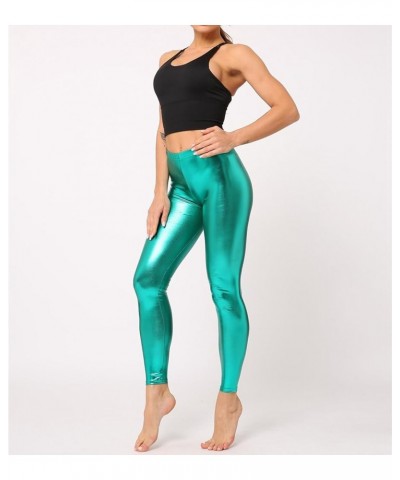 Women's Faux Leather Pants Bronzing Pu Leather Leggings Stretchy Night Out Pants Clubwear Green $9.51 Leggings