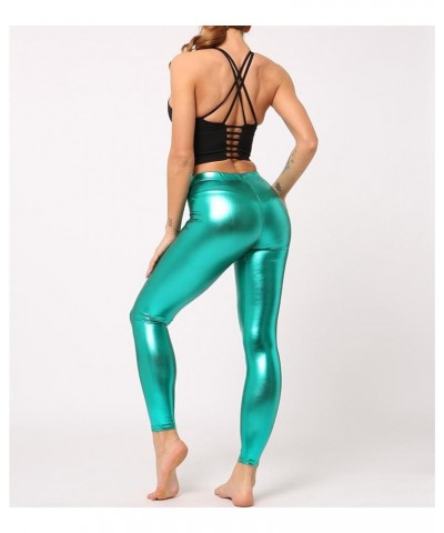 Women's Faux Leather Pants Bronzing Pu Leather Leggings Stretchy Night Out Pants Clubwear Green $9.51 Leggings