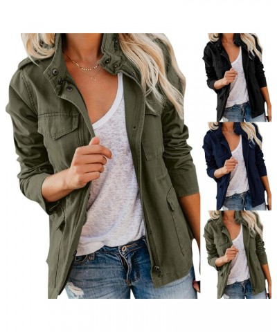 Women's Plus Size Cargo Jacket Bomber Transitional Lightweight Safari Parka Military Jacket Snap Buttons Outwear Wine $21.60 ...