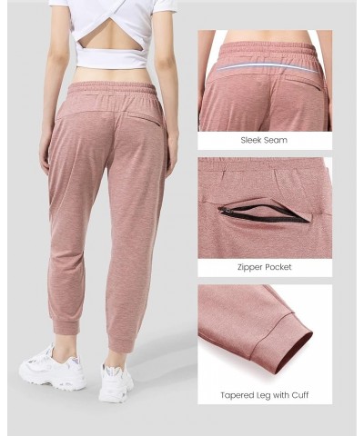 Womens Joggers Stretch Comfy Jogger Pants with Zipper Pockets Athletic Pants for Workout Running Jogging Pink $17.20 Activewear