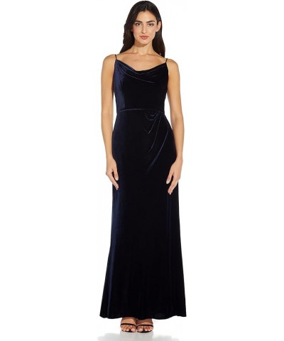 Women's Cowl Neck Velvet Gown Midnight $33.45 Dresses