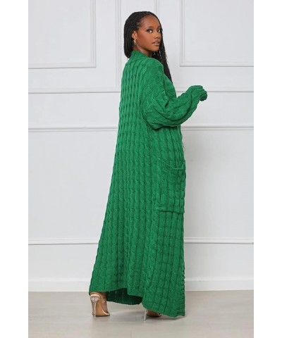 Women's Long Open Front Drape Leopard Maxi Long Sleeve Cardigan Sweater with Pockets Green(long) $21.31 Sweaters