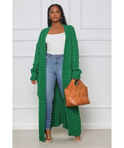 Women's Long Open Front Drape Leopard Maxi Long Sleeve Cardigan Sweater with Pockets Green(long) $21.31 Sweaters