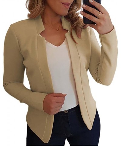 Casual Business Blazers for Women Open Front Long Sleeve Slim Work Office Blazer Jackets Notch Neck Thin Cardigan Khaki $8.11...
