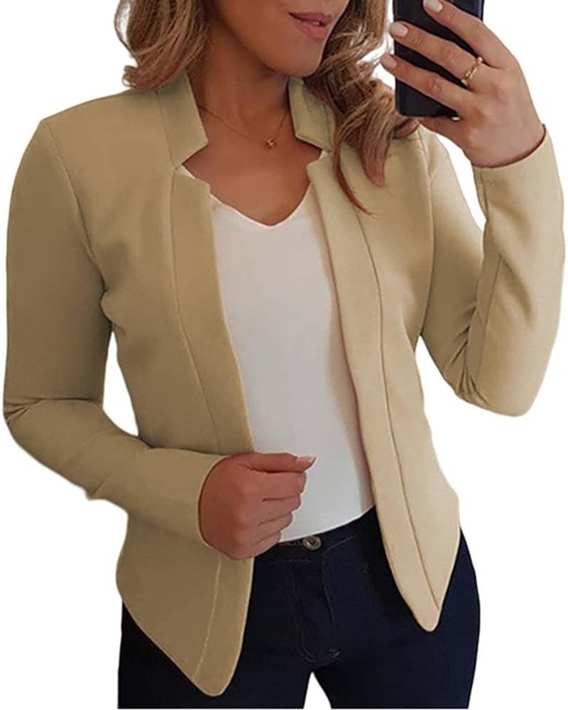 Casual Business Blazers for Women Open Front Long Sleeve Slim Work Office Blazer Jackets Notch Neck Thin Cardigan Khaki $8.11...