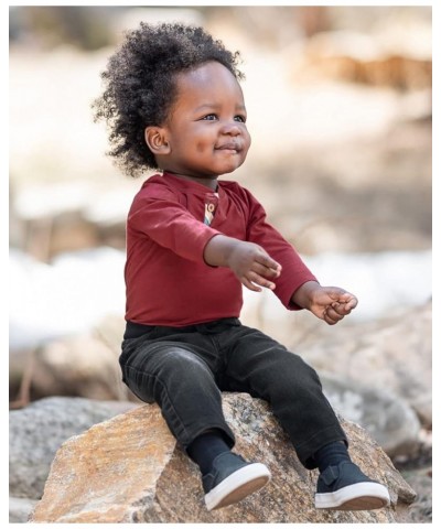 RUGGEDBUTTS® Baby/Toddler Boys Henley Raglan Long Sleeve Baseball Tee Bodysuit Knit One-Piece Rosewood $14.79 Bodysuits