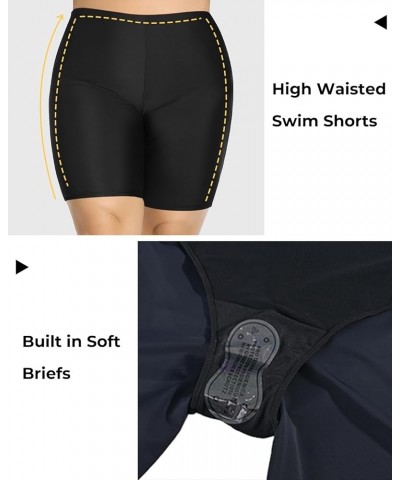 Plus Size Swim Shorts Women Tummy Control Swimsuit Bottoms High Waisted Bikini Bottom Prussian Blue $17.09 Swimsuits