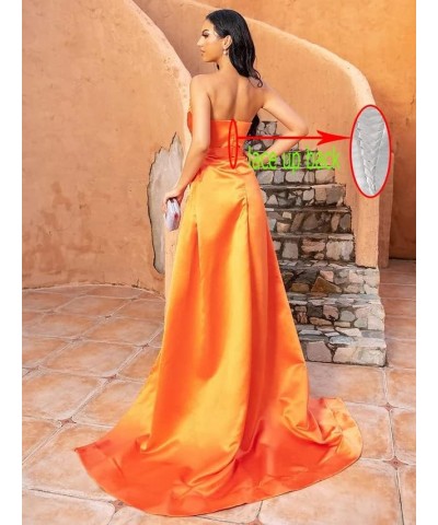 Women's Prom Dresses with Slit Strapless Sparkly Mermaid Pleated Beading Stain Formal Evening Gowns Silver $33.21 Dresses