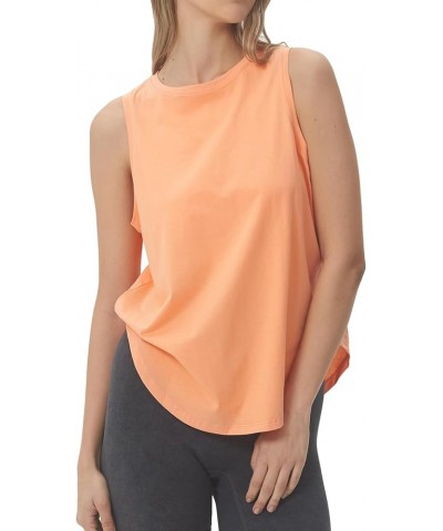 Women's Workout Long Tank Top Loose Fit Round Neck Curved Hem Sleeveless Athletic Yoga Running Shirts Cantaloupe $14.24 Activ...