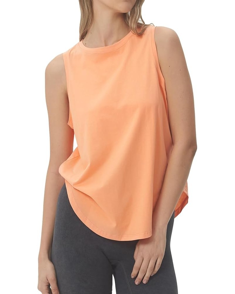Women's Workout Long Tank Top Loose Fit Round Neck Curved Hem Sleeveless Athletic Yoga Running Shirts Cantaloupe $14.24 Activ...