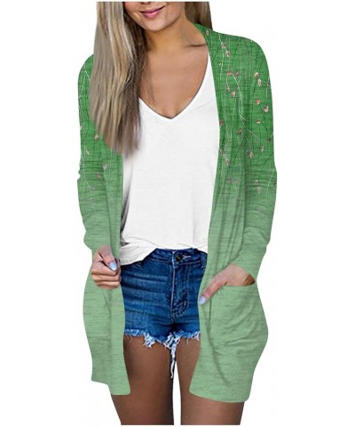 Long Sleeve Cardigan for Women Overszied Open Front Kimono Jackets with Pockets Slim Fit Comfort Outwear Shirts 6-green $10.8...