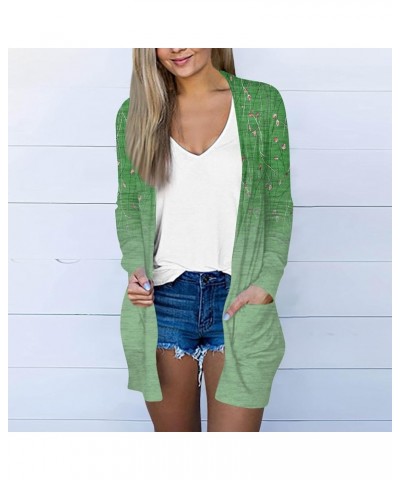 Long Sleeve Cardigan for Women Overszied Open Front Kimono Jackets with Pockets Slim Fit Comfort Outwear Shirts 6-green $10.8...