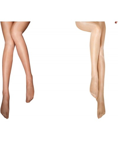 Ultra Shimmery Plus Footed Sheer Pantyhose, Open Crotch Shiny Silk Stockings Tights 30d Gold Coffee + 30d Nude $9.22 Socks