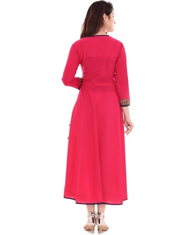 Women's Cotton Slub Patch Work Angrakha Kurta for Mother's Day - Mustard Pink1 $20.51 Tops