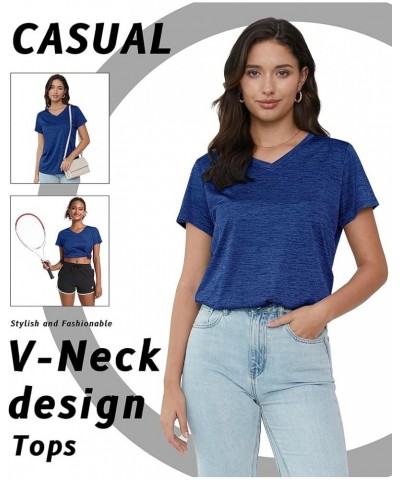 Women's Workout Shirts Short Sleeve Quick Dry Athletic Shirts Gym Performance T Shirts V-Neck Yoga Tops Royal Blue $14.15 Act...