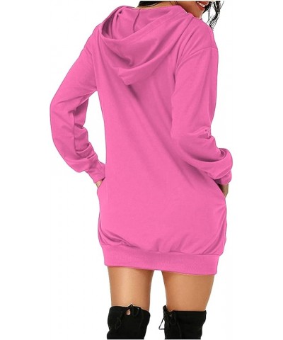 Womens Hooded Sweatshirt Dress Neon Color Hoodies Pullover Hooded Comfy Tunic Dress Fall Fashion Outfits Clothing J033-hot Pi...