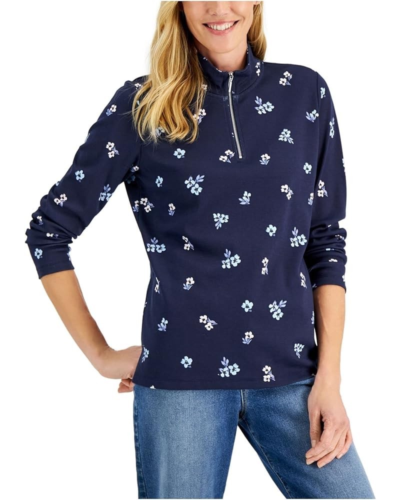 Women's Fleece 1/4-Zip Pullover Navy $10.15 Jackets