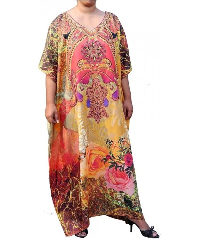 Decora Apparel Caftans for Women Use as Loungewear, Long Beach Cover Up, Kimono Dress, Kaftan Dresses for Women Brown Black B...