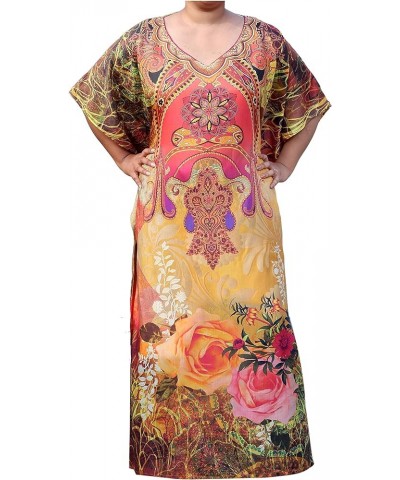 Decora Apparel Caftans for Women Use as Loungewear, Long Beach Cover Up, Kimono Dress, Kaftan Dresses for Women Brown Black B...