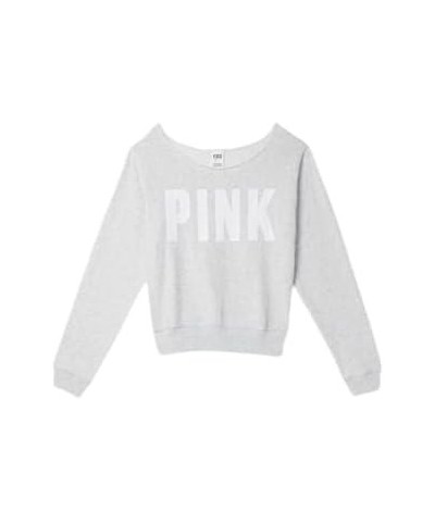 PINK Fleece Cropped Sweatshirt Heather Stone Grey Sans Logo $31.87 Hoodies & Sweatshirts