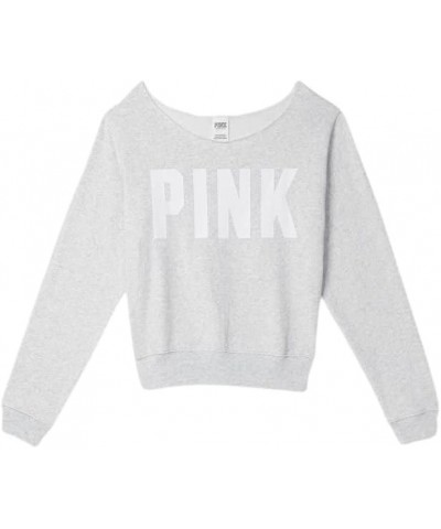 PINK Fleece Cropped Sweatshirt Heather Stone Grey Sans Logo $31.87 Hoodies & Sweatshirts