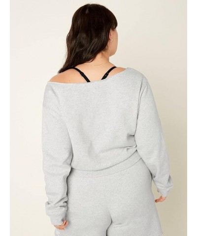 PINK Fleece Cropped Sweatshirt Heather Stone Grey Sans Logo $31.87 Hoodies & Sweatshirts