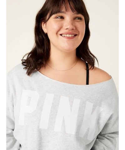 PINK Fleece Cropped Sweatshirt Heather Stone Grey Sans Logo $31.87 Hoodies & Sweatshirts