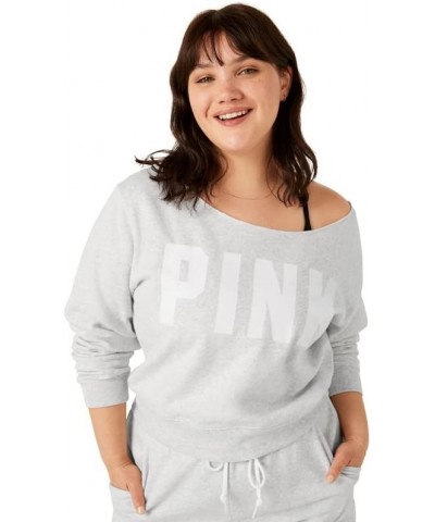 PINK Fleece Cropped Sweatshirt Heather Stone Grey Sans Logo $31.87 Hoodies & Sweatshirts