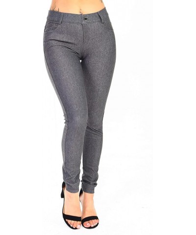 Women's Stretch Jeggings with Pockets Slimming Cotton Pull On Jean Like Leggings Regular-Plus Size Classic Gray $14.21 Leggings