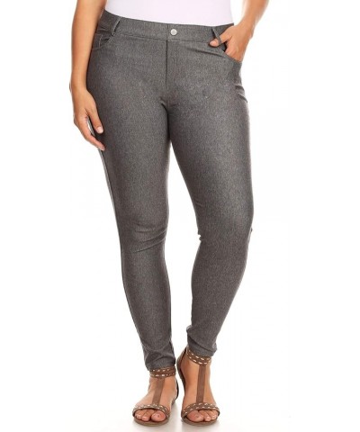 Women's Stretch Jeggings with Pockets Slimming Cotton Pull On Jean Like Leggings Regular-Plus Size Classic Gray $14.21 Leggings