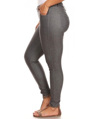 Women's Stretch Jeggings with Pockets Slimming Cotton Pull On Jean Like Leggings Regular-Plus Size Classic Gray $14.21 Leggings