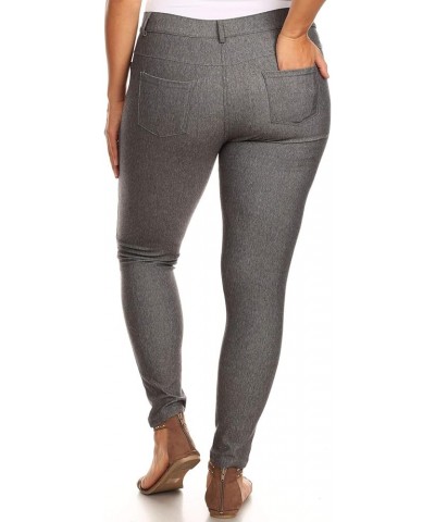 Women's Stretch Jeggings with Pockets Slimming Cotton Pull On Jean Like Leggings Regular-Plus Size Classic Gray $14.21 Leggings