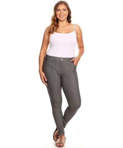 Women's Stretch Jeggings with Pockets Slimming Cotton Pull On Jean Like Leggings Regular-Plus Size Classic Gray $14.21 Leggings