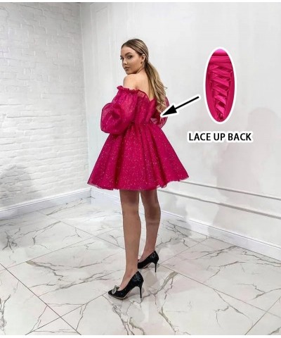 Homecoming Dresses Puffy Sleeve Short Tulle Prom Dresses for Teens Sparkly Formal Evening Gowns Plum $38.99 Dresses