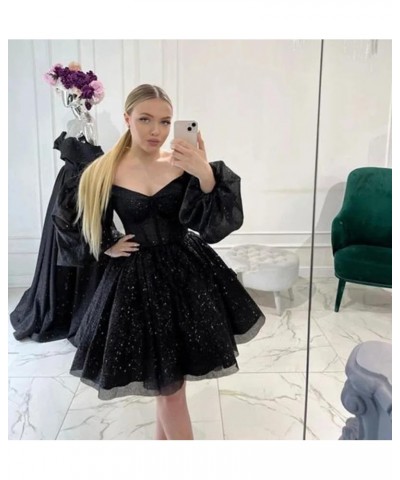 Homecoming Dresses Puffy Sleeve Short Tulle Prom Dresses for Teens Sparkly Formal Evening Gowns Plum $38.99 Dresses