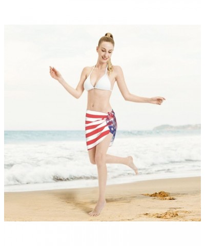 Rainbow Love Women Short Sarong Beach Wrap Sheer Bikini Chiffon Swimsuit Cover Up Skirt For Swimwear American Flag $9.71 Swim...