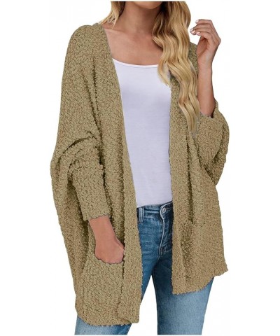 Women's Fleece Warm Cardigan Sweaters Long Sleeve Button Down Jackets Coat Trendy Solid Plush Sweater Outerwear 04-khaki $6.5...