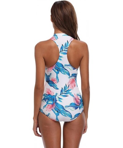Women's Floral One Piece Rash Guard Swimsuit Sun Protection Floral No Sleeve $8.67 Swimsuits