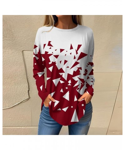 Fall Blouses for Women 2023 Long Sleeve Crewneck Basic Tops Oversized Fashion Soft Tunic to Wear with Leggings Shirts 2-red $...