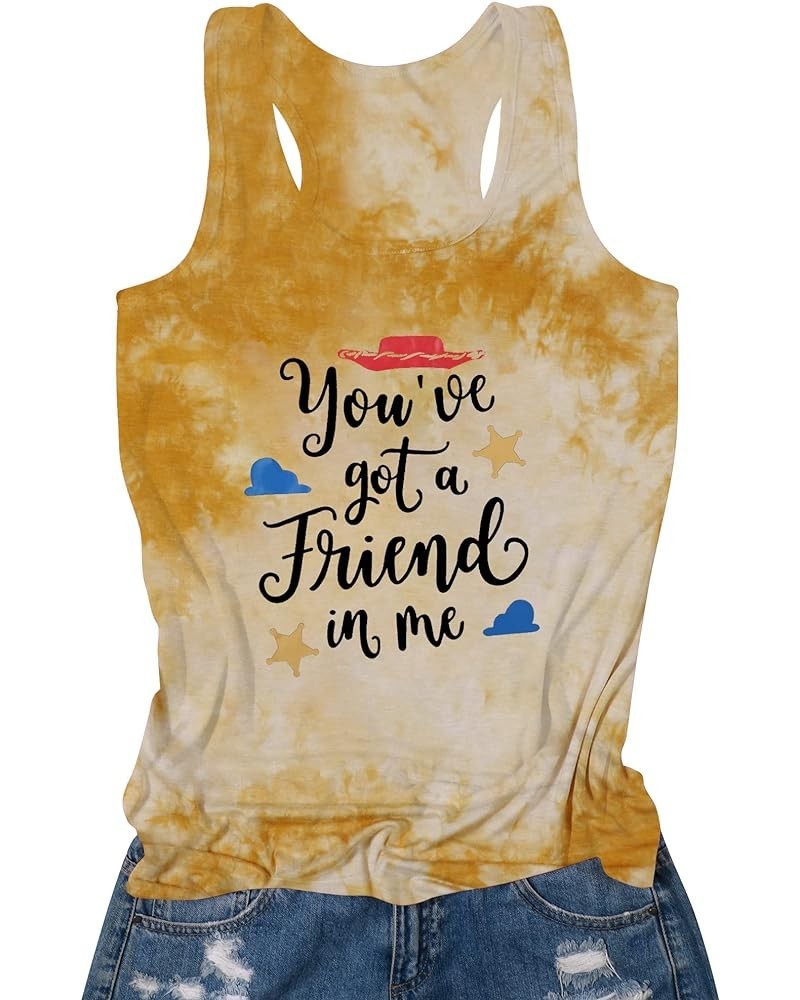 You've Got a Friend in Me T Shirt Women Funny Letter Print Shirts Cute Graphic Tee Casual Summer Short Sleeve Tops Tie Yellow...