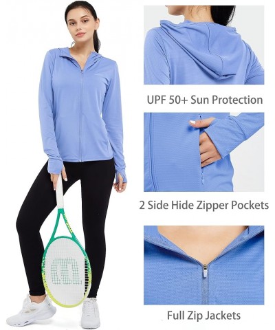 Women's Athletic Jacket Lightweight Long Sleeve UPF 50+ Hiking Shirts Full Zip Sun Protection Hoodie with Pockets Lavender Bl...