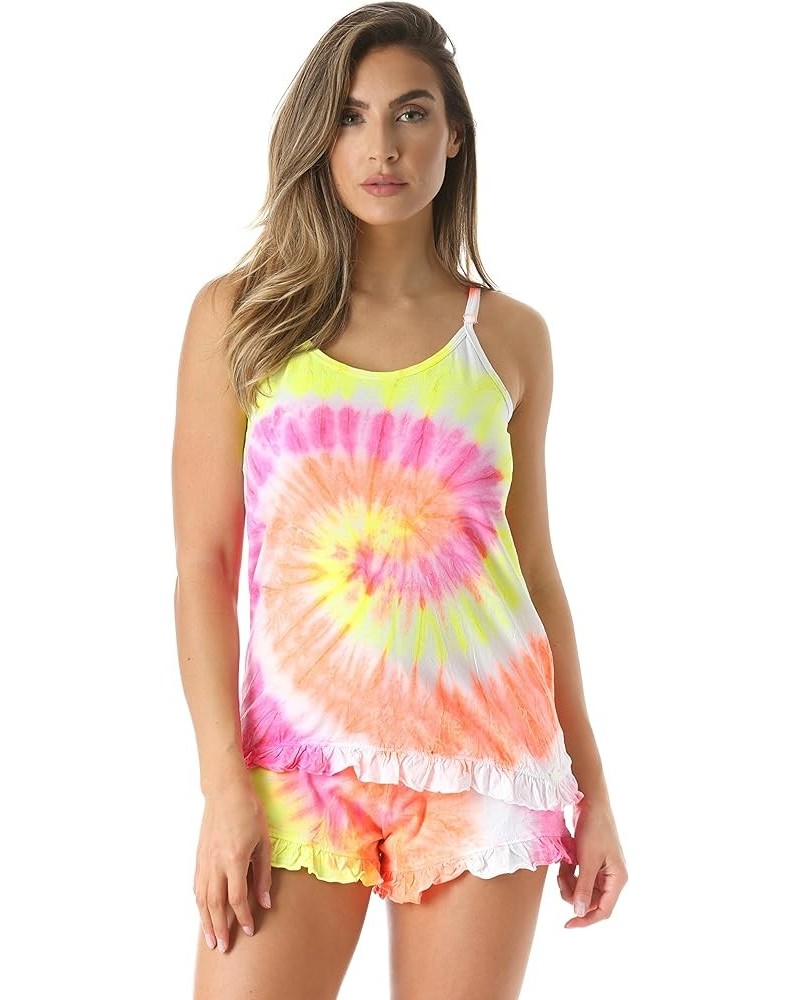 Tie Dye Pajama Short Set with Ruffle Detail Tie Dye Tornado $11.59 Sleep & Lounge