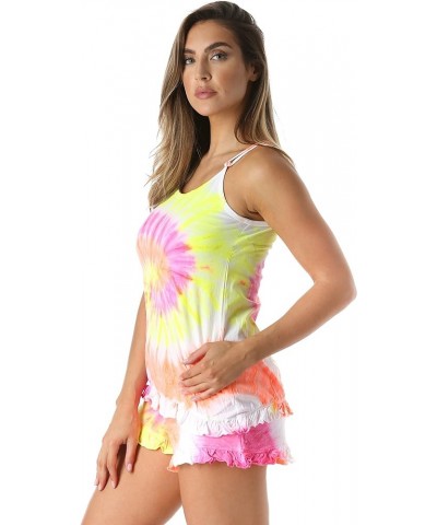 Tie Dye Pajama Short Set with Ruffle Detail Tie Dye Tornado $11.59 Sleep & Lounge