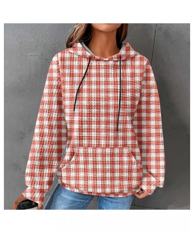 Womens Hoodies Casual Long Sleeve Drawstring Waffle Pullover Tops Loose Sweatshirt with Pocket Fall Clothes 1_orange $8.25 Ac...