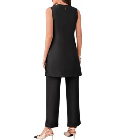 Women's Summer Pant Suit for Work Two Piece Outfits Tops & Pants Set Black $18.45 Suits